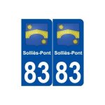83 sollis - pont blason autocollant plaque stickers ville - couleur : arrondis - angles : arrondis