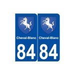 84 cheval - blanc blason autocollant plaque stickers ville - couleur : arrondis - angles : arrondis
