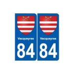 84 vacqueyras blason autocollant plaque stickers ville - couleur : arrondis - angles : arrondis