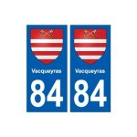 84 vacqueyras blason autocollant plaque stickers ville - couleur : droits - angles : droits