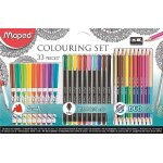 897417 33 pices kit de coloriage y compris brosse, pointes feutre fineliner stylos, crayons de couleur ...