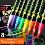 8pcs / set fluorescent chalk marker pens wet erase pour tableaux noirs en verre et surfaces non poreuses ...