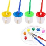9 gobelets de peinture sans d�versement avec pinceaux et palette de bac a peinture, gobelets de peinture ...