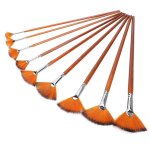 9 pcs pinceau de peinture ensemble nylon laine eventail en forme daquarelle acrylique peinture outils ...