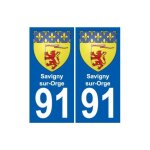 91 savigny - sur - orge blason autocollant plaque stickers ville - couleur : droits - angles : droits ...