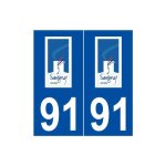 91 savigny - sur - orge logo autocollant plaque stickers ville - couleur : droits - angles : droits