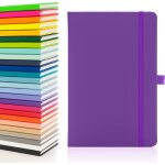 A5 carnet avec pages lignes, passant pour stylo, ruban, marques de date, pochette en papier, couverture ...