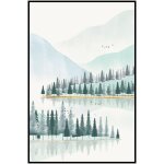 Affiche aquarelle moderne de forêt et de rivière, peinture de paysage, toile imprimée, décoration murale ... Affiche aquarelle moderne de forêt et de rivière, peinture de paysage, toile imprimée, décoration murale ...
