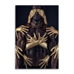 Affiche d'art africain, noir or, homme nu, peinture sur toile, dcor d'art mural moderne, image et imprims ...