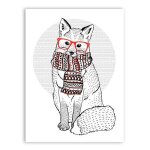 Affiche d'art mural avec lunettes hipster et echarpe, renard mignon, affiche imprimée, animaux a la mode, ... Affiche d'art mural avec lunettes hipster et echarpe, renard mignon, affiche imprimée, animaux a la mode, ...