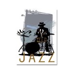 Affiche d'art mural nordique imprime, guitare, jazz, blue, portrait de musique, toile, peinture dcorative, ...