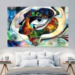 Affiches d'art visuel, combinaison de blocs de couleurs, visage humain abstrait, impression sur toile ...