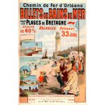 Affiche billets de bain de mer plage de bretagne Affiche billets de bain de mer plage de bretagne