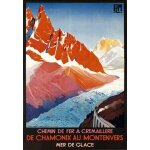 Affiche chemin de fer a cr�maill�re de chamonix au montenvers