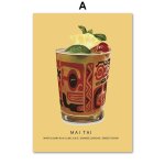 Affiches de cuisine vintage, dcoration de jus de vin, citron cerise cocktail, toile imprime, peinture ...