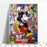 Affiches de graffiti mickey & minnie, peinture sur toile donald duck drle, image d'art de rue pour dcor ...