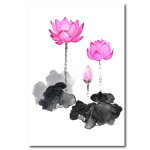 Affiche et impression d'art mural de fleurs de lotus roses, toile imprime d'images murales de lotus, ...