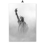 Affiches et imprims nordiques noirs et blancs de la statue de la libert de new york, peinture sur toile ...