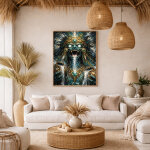 Affiche murale du dieu azt�que tlaloc � seigneur des pluies � art mural azt�que � peinture textur�e turquoise ...