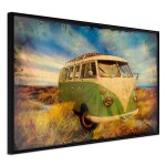 Affiche murale encadr�e  hippie van i  90 x 60 cm noir