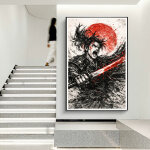Affiche murale furie du samoura� � guerrier du soleil rouge � art mural japonais intense - format 70x100 ...
