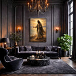 Affiche murale de jesus guide spirituel rayonnant tendant la main imprim� sur une d�coration murale pr�te ...