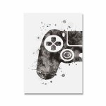 Affiche murale de jeu pour garons, aquarelle, peinture sur toile, joystick pour chambre d'enfant, dcoration ...