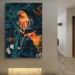 Affiches murales en toile avec motifs de fleurs et de perroquets, imprim�s de luxe, art moderne, d�coration ...