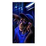 Affiche de musique de singe de dj, peinture sur toile avec fond bleu, peinture sur toile moderne, art ...