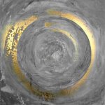 Affiche de peinture sur toile, couleurs bleu et or, style scandinave, abstrait, images murales d'art ...