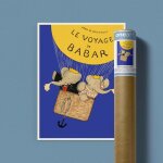 Affiche / poster - le voyage de babar - jean de brunhoff, 1932 - 50x70cm