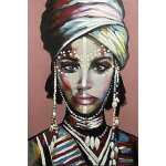 Affiche sur toile de femme africaine, peinture a l'huile colore abstraite moderne pour dcoration de ...