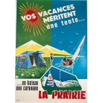 Affiche une tente un bateau une caravane la prairie