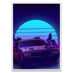 Affiche en toile synthewave pour voiture, peinture d'art mural, impressions, images murales nordiques ... Affiche en toile synthewave pour voiture, peinture d'art mural, impressions, images murales nordiques ...