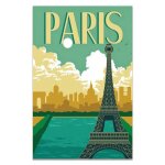 Affiche de voyage rtro de mode, affiche de paysage de dessin anim de new york, paris, londres, ville, ...
