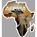 Africa eléphant - 5x4, 5cm - sticker / autocollant Africa eléphant - 5x4, 5cm - sticker / autocollant