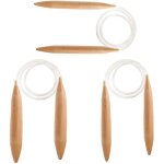 Aiguilles a tricoter circulaires en bois 3pc, aiguille gante en bois naturel 15 / 20 / 25mm pour fil ...