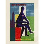 Air france - grande bretagne - guy georget, 1962 - affiche 50x70cm