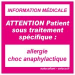 Allergie choc anaphylactique (5x5cm) - sticker / autocollant