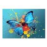 Aquarelle de papillon, peinture abstraite avec papillon, toile d'art moderne, pour salon sans cadre?40x40cm ...