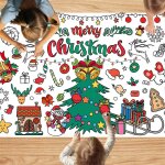 Arbre de nol gant coloriage affiche 30x72 pouces nol papier a dessin enfants coloriage nappe maison ...