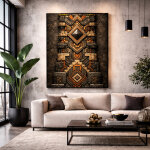 Art mural totem de pierre sacr�e � architecture azt�que monumentale en relief � art tribal g�om�trique ...