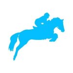 Autocollant cheval stickers adhesif horse cavalier bleu turquoise - taille : 17 cm