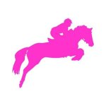 Autocollant cheval stickers adhesif horse cavalier rose - taille : 17 cm