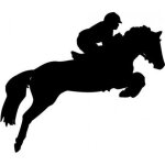 Autocollant cheval stickers adhesif horse cavalier - taille : 17 cm - couleur : noir