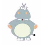 Autocollant hippopotame sticker adhesif - taille : 12 cm