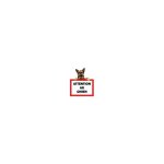 Autocollant logo 4 attention au chien berger sticker adhesif - taille : 12 cm