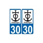 Autocollant plaque auto croix camarguaise camargue dpartement 30 logo 2 - - - couleur : arrondis - angles ...
