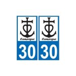 Autocollant plaque auto croix camarguaise camargue dpartement 30 logo 2 - - - couleur : droits - angles ...