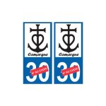 Autocollant plaque auto croix camarguaise camargue logo 2 numro dpartement - couleur : droits - angles ...